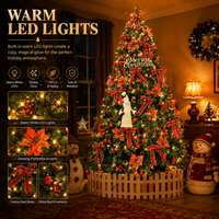 Grand sapin de Noël artificiel de luxe avec lumières LED et décorations rouges pour la maison, le centre commercial et les fêtes