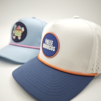 Gorras de Golf Deportivas Apex Unisex de 5 Paneles, Poliéster Dobby, Logotipo Personalizado, Bordado a Mano, Parche Tejido, Diseño de Puntos de Leopardo, Ajustables