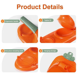 Vente en gros usine – Lot de 3 moules à raviolis écologiques en plastique, presse manuelle 2-en-1 personnalisée pour la fabrication de momos, compatible lave-vaisselle - Product Image 3