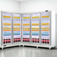 Réfrigérateur vertical grande capacité pour boissons, avec porte en verre trempé, refroidisseur commercial sans givre pour magasin de détail