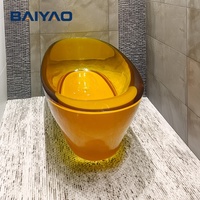Baignoire autoportante ovale en résine transparente tendance, couleur personnalisable, pour hôtel, villa, salle de bain