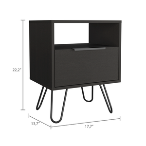 Augusta Nightstand Single Door Cabinet Hairpin Legs <b>Black</b> <b>Side</b> <b>Table</b> End <b>Table</b> - Product Image 4