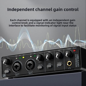 Tarjeta de Sonido Externa Compacta Profesional USB, Interfaz de Audio Compatible con PC sin Necesidad de Controladores para Transmisión en Vivo, Karaoke y Música - Product Image 3