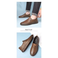 Chaussures décontractées en cuir haut de gamme pour hommes WH8027 - Résistantes à l'usure, amortissantes, dessus en cuir de vachette véritable, semelle extérieure en caoutchouc, style Brock