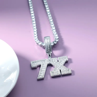 Pendentif en argent sterling avec lettres personnalisées pour homme, motif croix, style hip-hop, en moissanite VVS glacée, taille brillant rond