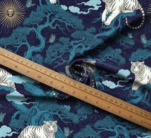 Tissu d'ameublement de style japonais motif tigre, vendu au mètre, durable, imprimé faune, pour canapé, ottoman et coussin - Product Image 4