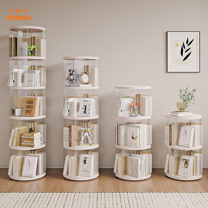 WANUO 360 °   Estantería Giratoria de Acrílico con Ruedas, Librería Apilable Cuadrada/Redonda para Espacios Pequeños - Product Image 1
