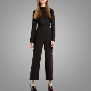 Di Vendita caldo <span class=keywords><strong>A</strong></span> <span class=keywords><strong>Vita</strong></span> <span class=keywords><strong>Alta</strong></span> Nero <span class=keywords><strong>Pantaloni</strong></span> Gamba Larga Oro Chiusura <span class=keywords><strong>A</strong></span> Bottone <span class=keywords><strong>A</strong></span> Pressione <span class=keywords><strong>Pantaloni</strong></span> Per Le Donne Aperto Da Metà Gamba Verso Il Basso <span class=keywords><strong>pantaloni</strong></span> della signora - Product Image 3