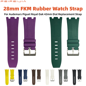 <span class=keywords><strong>Correa</strong></span> de <span class=keywords><strong>Reloj</strong></span> de Caucho FKM Premium de 28 mm Compatible con Audemars Piguet Royal Oak, Apta para <span class=keywords><strong>Correa</strong></span> de Caucho para AP Royal Oak Offshore 42 mm - Product Image 1