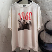 T-shirt à manches courtes pour homme, personnalisé avec impression sérigraphique, 100% coton, coupe ample, motif vintage, fabricant Huili OEM