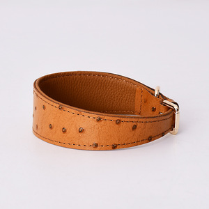Collar de perro de Mascota de cuero de vaca ancho de doble capa clásico Correas y collares elegantes y duraderos - Product Image 4
