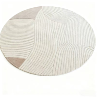 Tapis rond moderne bohème en peluche fait à la main antidérapant en laine/tencel pour le salon