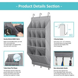 Closet Organization and Storage Accessories 4-Tier Hanging Door Storage Bag with 14 Large Pockets and Bottom <b>Hook</b> - Product Image 4