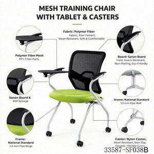 <b>Black</b> Mesh Training <b>Chair</b> with Writing Tablet and Armrest Steel Legs School <b>Office</b> <b>Chair</b> 33587-SF038A - Product Image 4