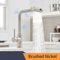 Robinet de cuisine moderne et contemporain à poignée unique, en acier inoxydable, finition noire, avec cartouche céramique et commande tactile intelligente