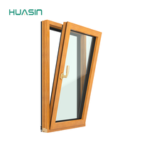 Fenêtre à battant et à bascule en bois recouvert d'aluminium Huasin avec moustiquaire pour système de ventilation à ouverture vers l'intérieur