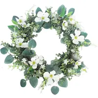 Karangan Bunga Dogwood Buatan Musim Semi Dekorasi Rumah Pernikahan untuk Pintu Depan Karangan Bunga Kayu Putih Buatan Karangan Bunga Dogwood