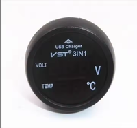 Voltímetro Digital 3 en 1 para Auto, Termómetro, Cargador USB 12V 24V, Pantalla LED, Monitor de Batería, Medidor de Voltaje, Enchufe para Encendedor de Cigarrillos