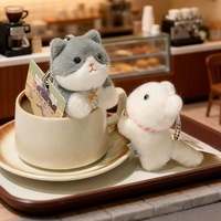 Porte-clés en peluche chaton de dessin animé, doux et moelleux, en forme de clochette, en coton PP, accessoires pour machine à griffes et activités de récompense