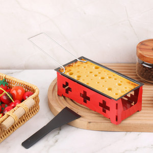 Ensemble de plaque de cuisson antiadhésive portable avec poignée en bois, outil de grillade pour la cuisine à domicile avec spatule, raclette à fromage - Product Image 3