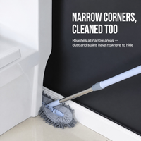 Serpillère anti-poussière domestique avec manche extensible, tampon en chenille lavable, nettoyeur multi-usages pour plinthes, murs, coins, escaliers et interstices