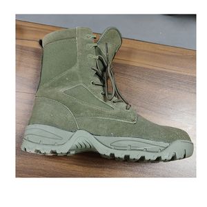Bottes tactiques montantes en cuir de vachette suédé vert personnalisées TSB21 - Product Image 1