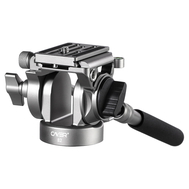 Cayer S2 Titanium Color Professional 360 Panoramic Mini Fluid Head for Camera Tripod and Mobile Phone 3KG Load Fluid Head