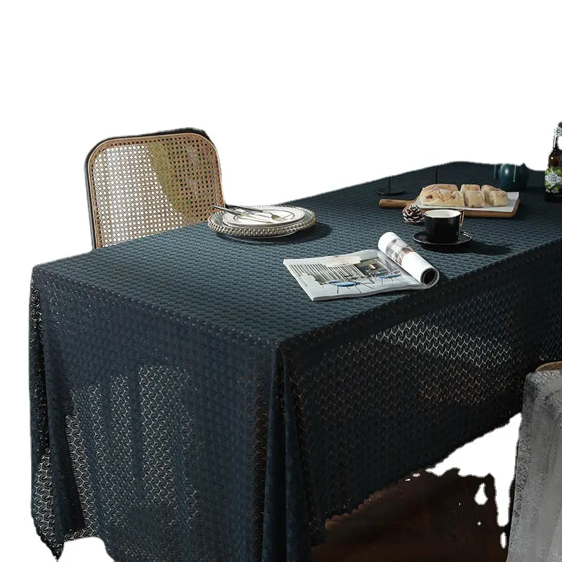 Französische Retro Marineblau Jacquard Spitze Kaffee aushöhlen Tischdecke Tischdecken Party Hochzeit Tischdecke