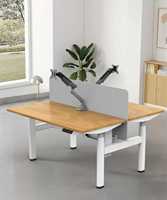 Bureau assis-debout électrique automatique double poste ergonomique moderne pour bureau commercial, avec cadre en fer durable et hauteur réglable