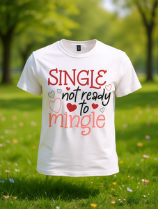 T-shirt morbida da donna con stampa 'Not Ready To Mingle' e cuore, traspirante, casual, per primavera, estate, autunno, a maniche corte, girocollo - Product Image 2