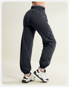 Pantalones Casuales de Mujer, Sólidos, Elásticos en 4 Direcciones, con Cordón Ajustable, Cintura Alta, Pierna Recta Holgada, Estilo Yoga/Jogger, con Bolsillos, Largos - Product Image 5