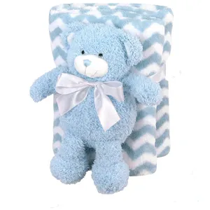 Schöne Plüsch Blau Teddybär Baby Fleece Decke Spielzeug Cartoon Weiche Flanell Kinder Decke