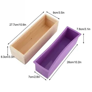 Handmade Bar Large 1200g Soap Making Mould Rectangle Rectangular Silicone Soap Mold with Wood Wooden Box