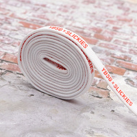 Lacets plats personnalisés avec impression de lettres de marque, texte blanc et rouge imprimé, pour baskets streetwear
