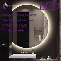 Miroir de salle de bain LED mural à faible consommation d'énergie, à faible émissivité, anti-buée, avec éclairage latéral et cadre fin