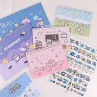 Cuaderno de Pegatinas Kawaii con Dibujos Animados, Papel de Doble Cara, Encuadernación en Espiral, Cinta Adhesiva Washi, Libro de Almacenamiento, Material de Papelería para Scrapbooking DIY