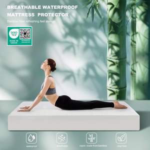 Protecteur de matelas imperméable en rayonne de bambou - Respirant, rafraîchissant, doux, poche profonde, housse de matelas lavable en machine - Product Image 3