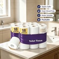 Papier toilette en pâte de bois vierge de qualité supérieure, ultra doux, 4 plis, gaufré, jetable, sûr, épais, absorbant, pour la maison et la chambre