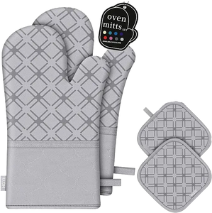 Maniques de cuisine classiques imprimées en coton épais, résistantes à la chaleur, lavables au lave-vaisselle, doublure 100% coton, écologiques et réutilisables - Product Image 1