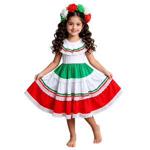 Vestido Tradicional Mexicano para Niña, para <span class=keywords><strong>el</strong></span> Día de Muertos, Cinco de Mayo, con Diadema de Flores - Product Image 6