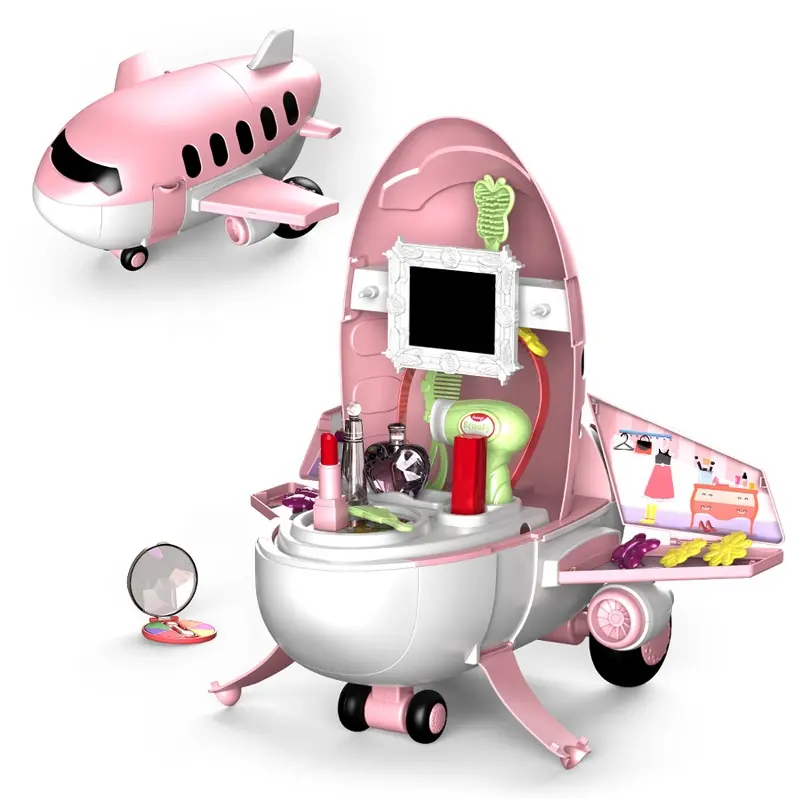 ของเล่นแต่งหน้าสำหรับเด็กผู้หญิง,ของเล่นเครื่องสำอางจำลองการเล่นสมมติเครื่องบินชุดเล่นเพื่อความงามสำหรับเด็ก