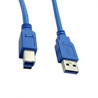 Kabel Printer USB3.0 2M, Tipe A Male ke B Male, Kecepatan Tinggi 5Gbps, Selubung PVC Biru