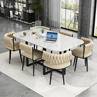 Table à manger moderne de luxe à plateau en marbre et 6 chaises, très vendue, pour la maison, le restaurant, le bar, le bureau, l'appartement, meubles