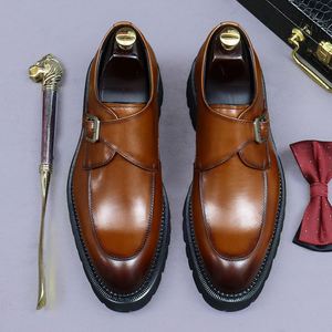 Zapatos Oxford de Cuero Vacuno Retro para Hombre - Punta Redonda, Negros, Hechos a Mano, con Correa de Monje, Formales de Negocios, Estilo Británico - Product Image 1