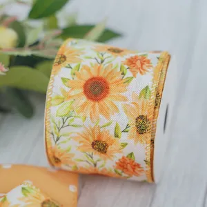 Tùy Chỉnh Mùa Xuân Hướng Dương Mùa Hè Hoa Flaxen Chấm Vòng Hoa Có Dây Cạnh Ribbon Cho Vòng Hoa DIY Crafting Món Quà Gói Đảng Trang Trí Nội Thất