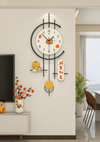 Horloge murale créative de style chinois, horloge murale numérique moderne avec pendule en forme de tigre, pour salon