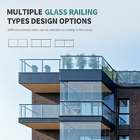 Rampe d'escalier intérieure moderne SUNGYE en aluminium et verre, garde-corps en verre feuilleté fixe à profil en U, résistant à l'eau, installation facile