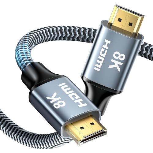 8K 48Gbps High Speed for 2.1 Braided Cable 20 ft 8K 60Hz/4K 120Hz HDR EARC HDCP 2.2/2.3 for HDTV Laptop Monitor PC