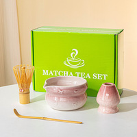 Ensemble de fouets à matcha en bambou, 4 pièces, design Japandi, kit cadeau de thé durable
