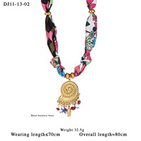 Manna Vintage Acier Inoxydable Croix Evil Eye Chunky Charms Foulard en Soie Ruban Collier pour Femmes